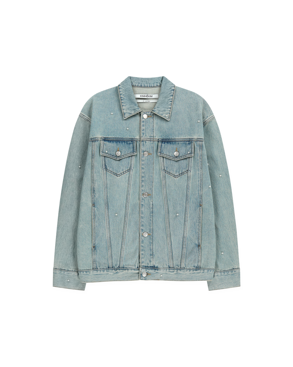 Kimhe Kim - Pearl Embellished Denim Jacket (Sky Blue) product image 1 | TRAB K-Fashion Australia