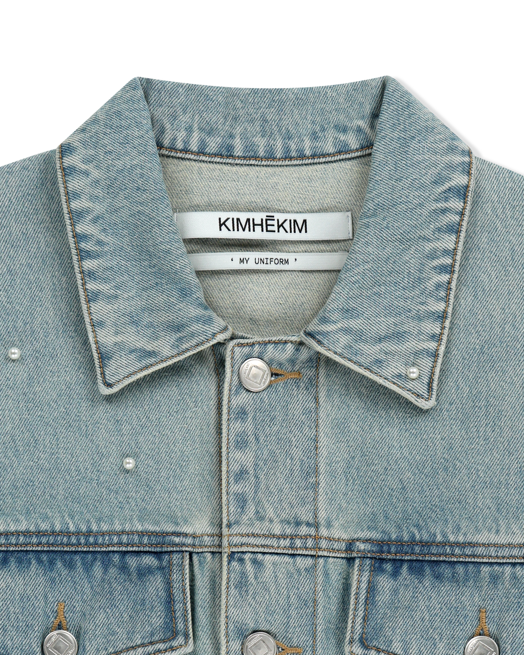 Kimhe Kim - Pearl Embellished Denim Jacket (Sky Blue) product image 14 | TRAB K-Fashion Australia