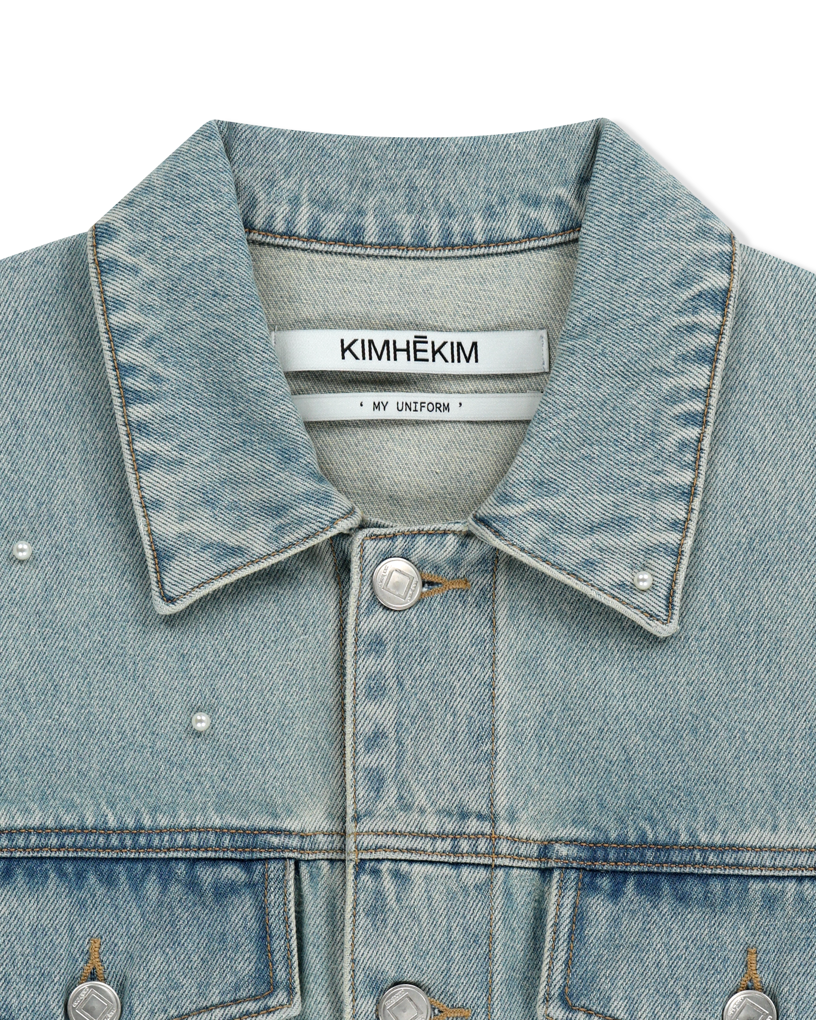 Kimhe Kim - Pearl Embellished Denim Jacket (Sky Blue) product image 14 | TRAB K-Fashion Australia