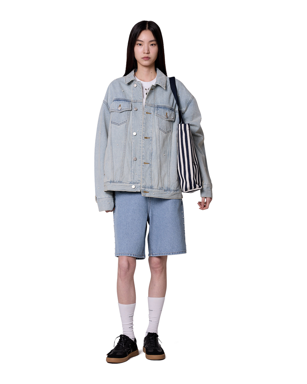 Kimhe Kim - Pearl Embellished Denim Jacket (Sky Blue) product image 2 | TRAB K-Fashion Australia