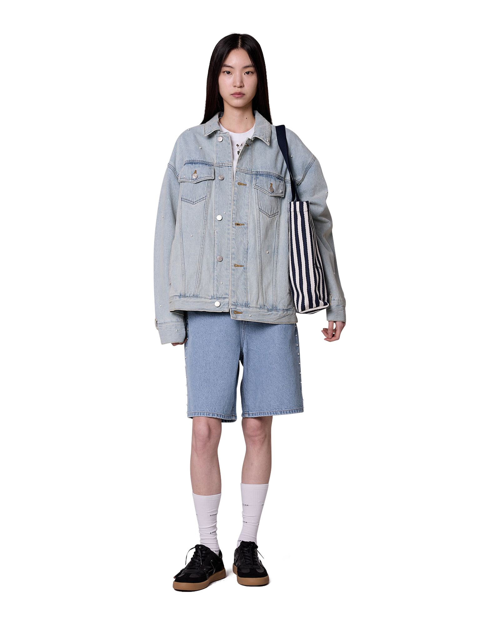 Kimhe Kim - Pearl Embellished Denim Jacket (Sky Blue) product image 2 | TRAB K-Fashion Australia