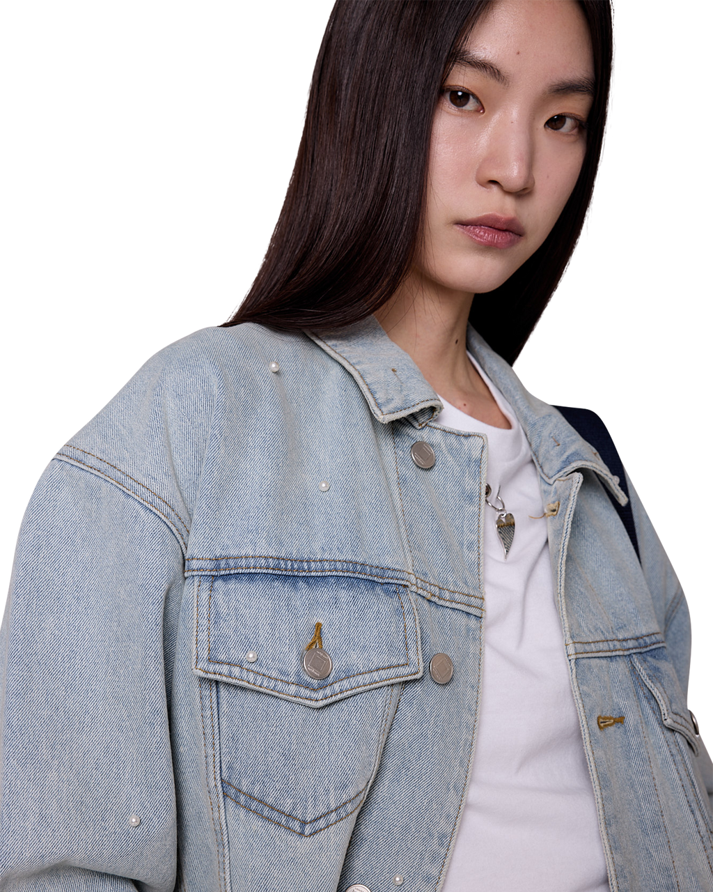 Kimhe Kim - Pearl Embellished Denim Jacket (Sky Blue) product image 11 | TRAB K-Fashion Australia