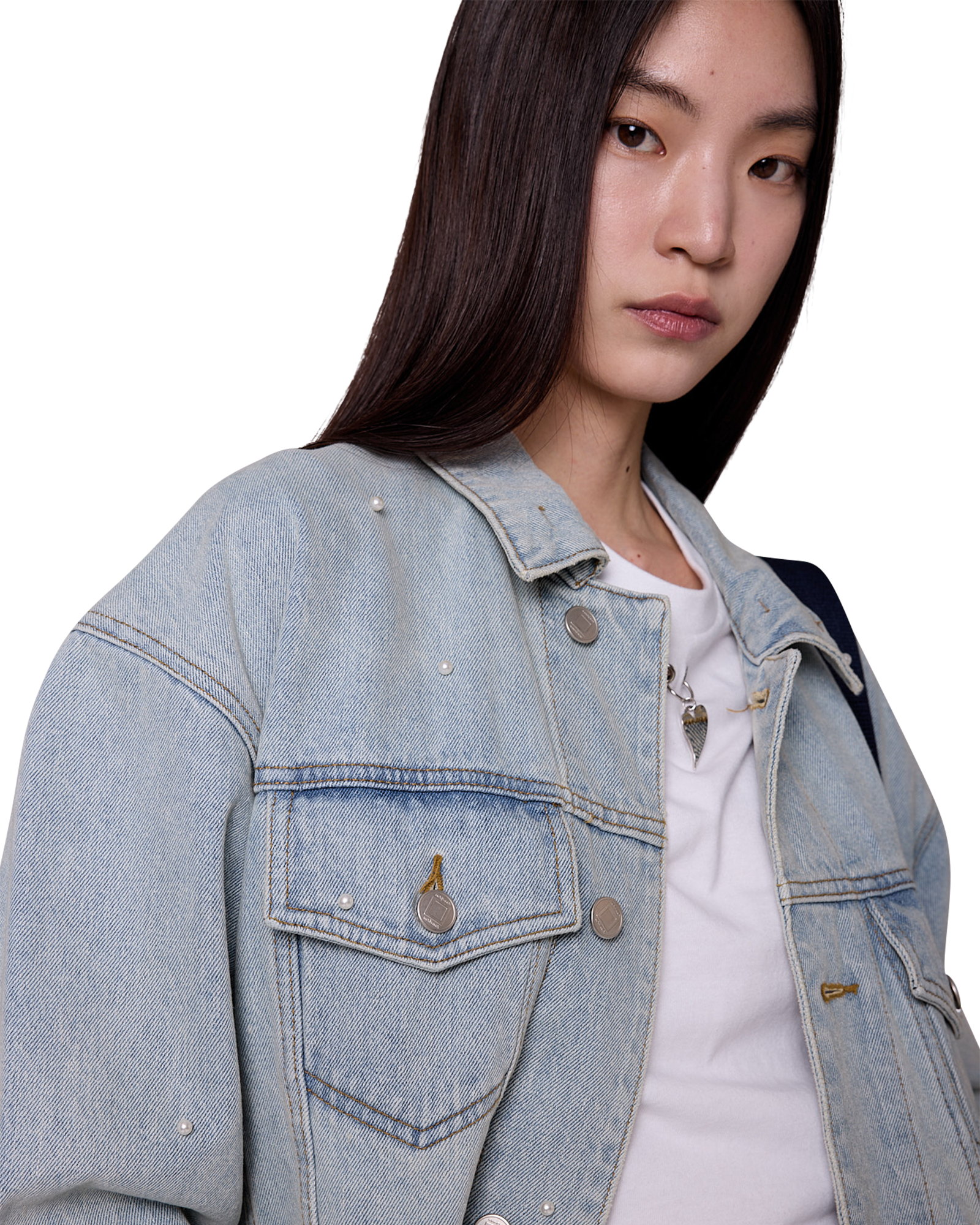 Kimhe Kim - Pearl Embellished Denim Jacket (Sky Blue) product image 11 | TRAB K-Fashion Australia