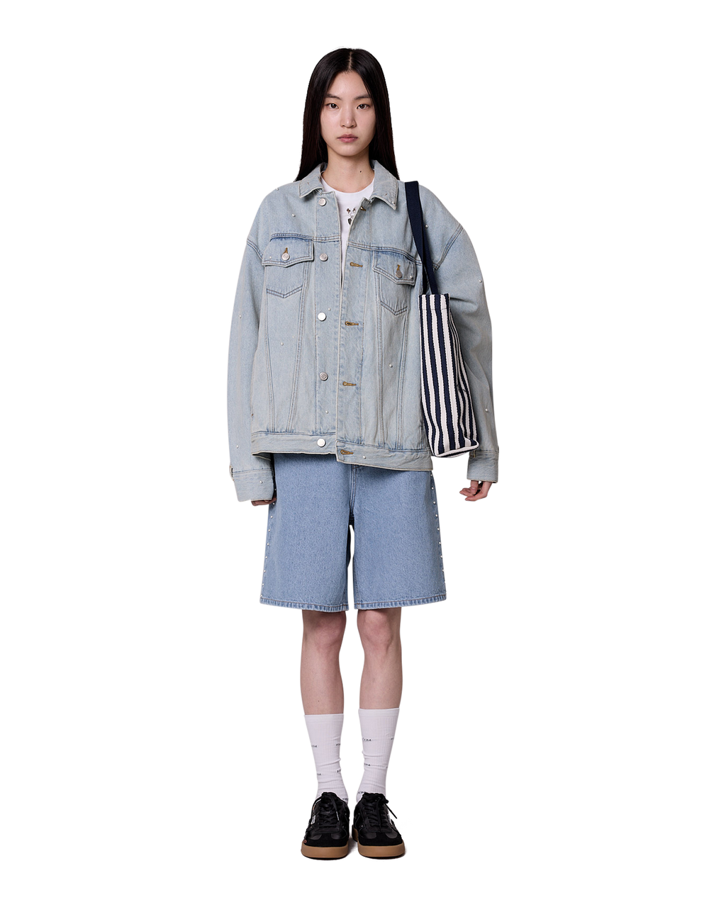 Kimhe Kim - Pearl Embellished Denim Jacket (Sky Blue) product image 3 | TRAB K-Fashion Australia