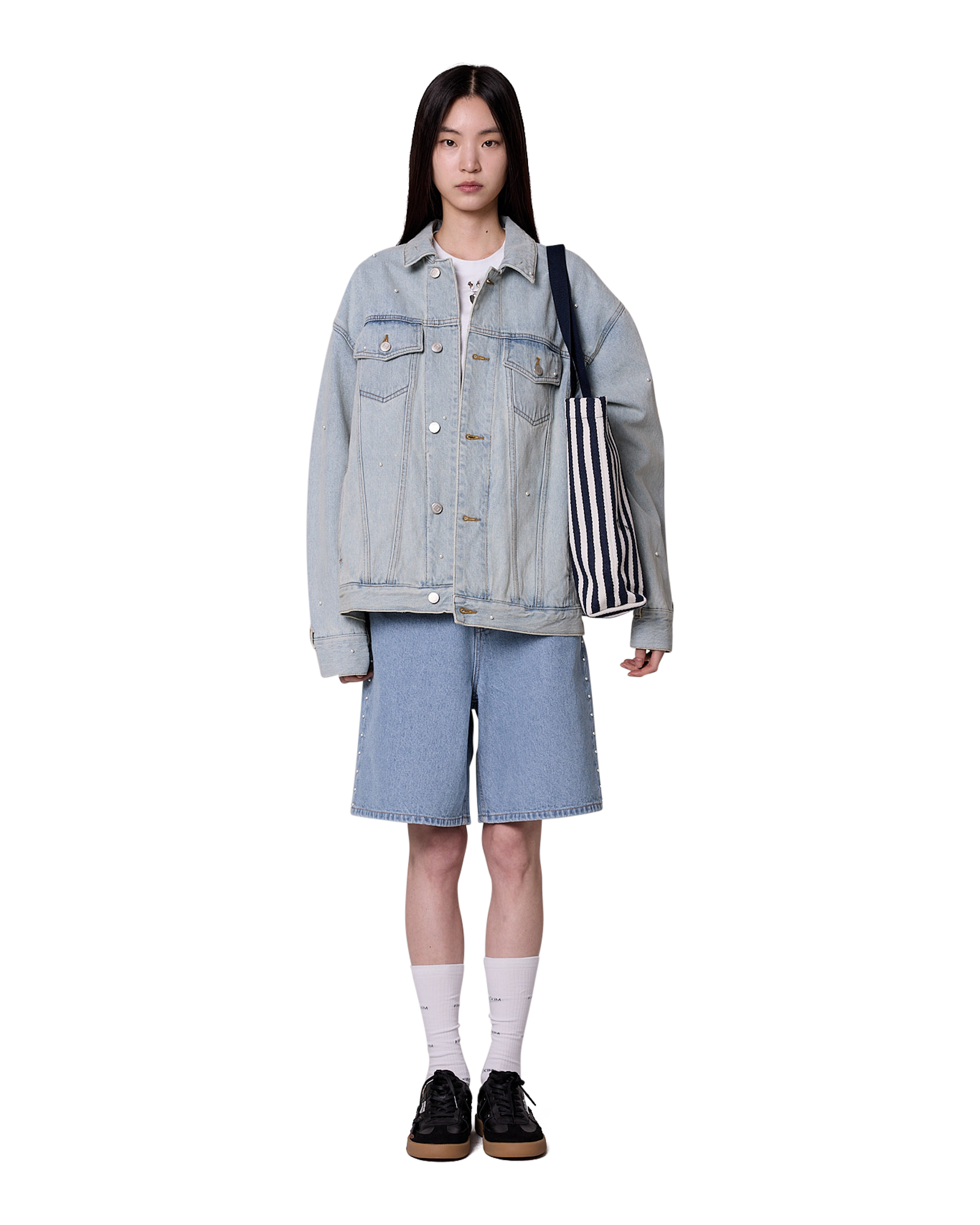 Kimhe Kim - Pearl Embellished Denim Jacket (Sky Blue) product image 3 | TRAB K-Fashion Australia