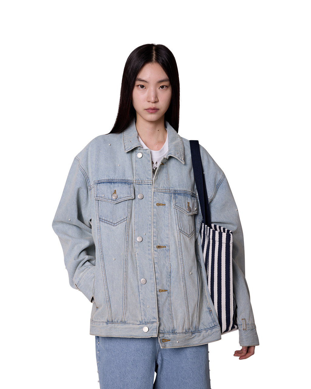 Kimhe Kim - Pearl Embellished Denim Jacket (Sky Blue) product image 8 | TRAB K-Fashion Australia