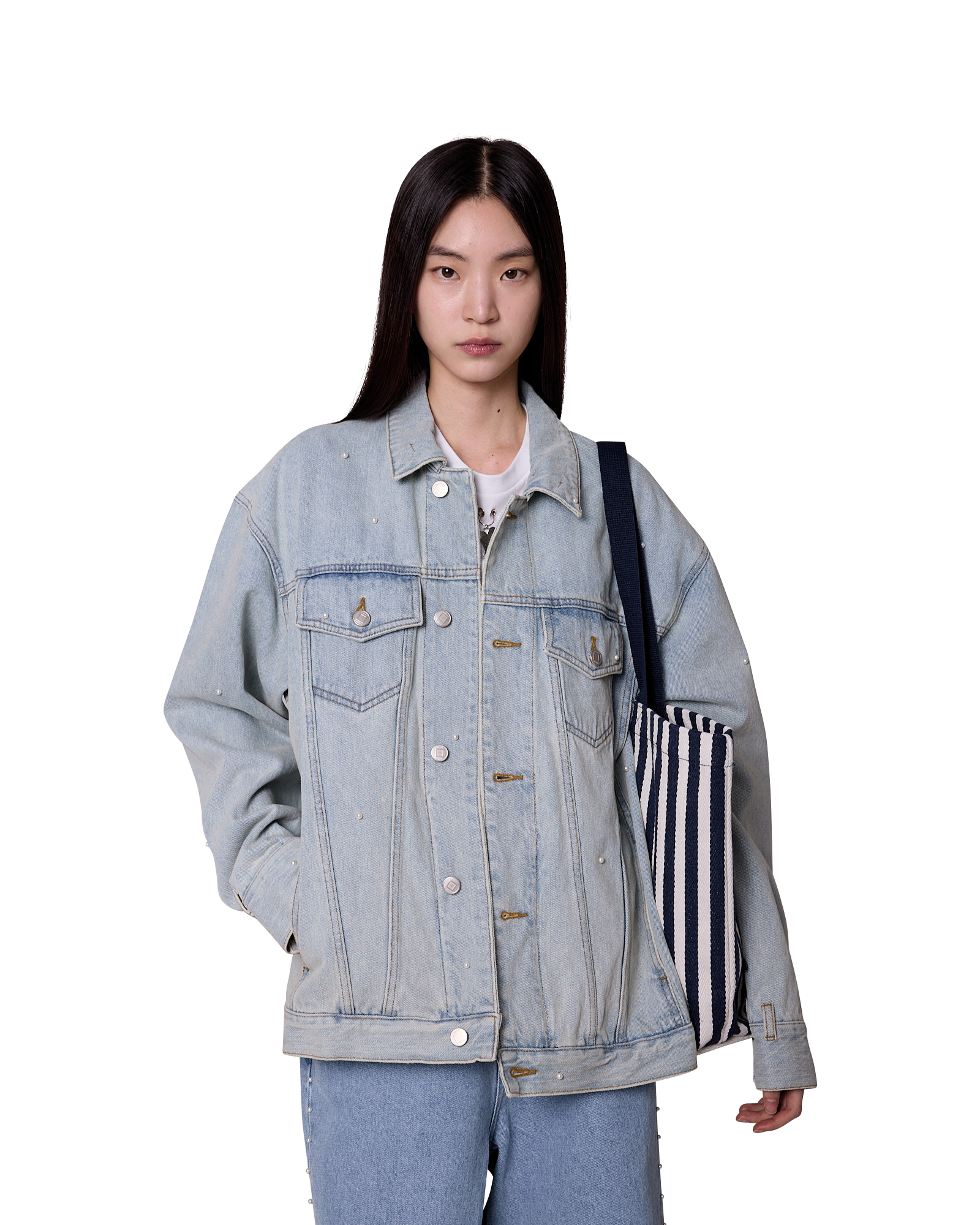 Kimhe Kim - Pearl Embellished Denim Jacket (Sky Blue) product image 8 | TRAB K-Fashion Australia