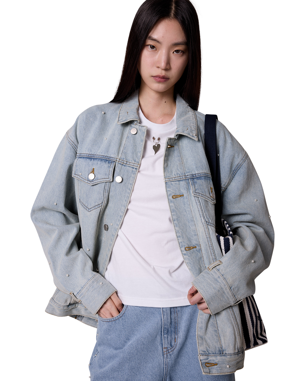 Kimhe Kim - Pearl Embellished Denim Jacket (Sky Blue) product image 10 | TRAB K-Fashion Australia