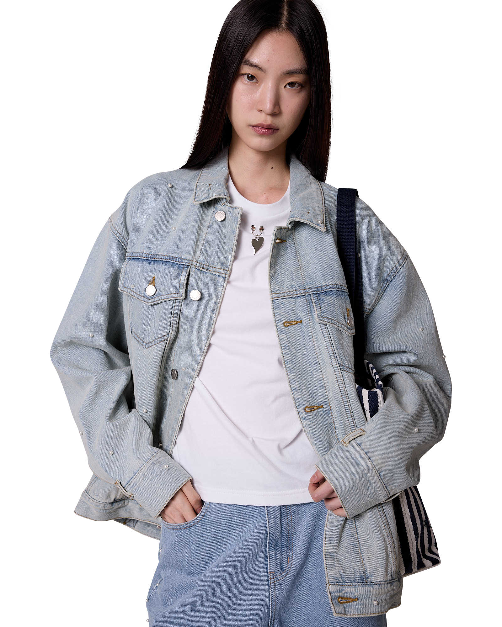 Kimhe Kim - Pearl Embellished Denim Jacket (Sky Blue) product image 10 | TRAB K-Fashion Australia