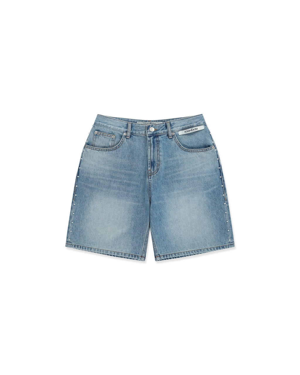 Kimhe Kim - Pearl Embellished Denim Shorts (Sky Blue) product image 1 | TRAB K-Fashion Australia