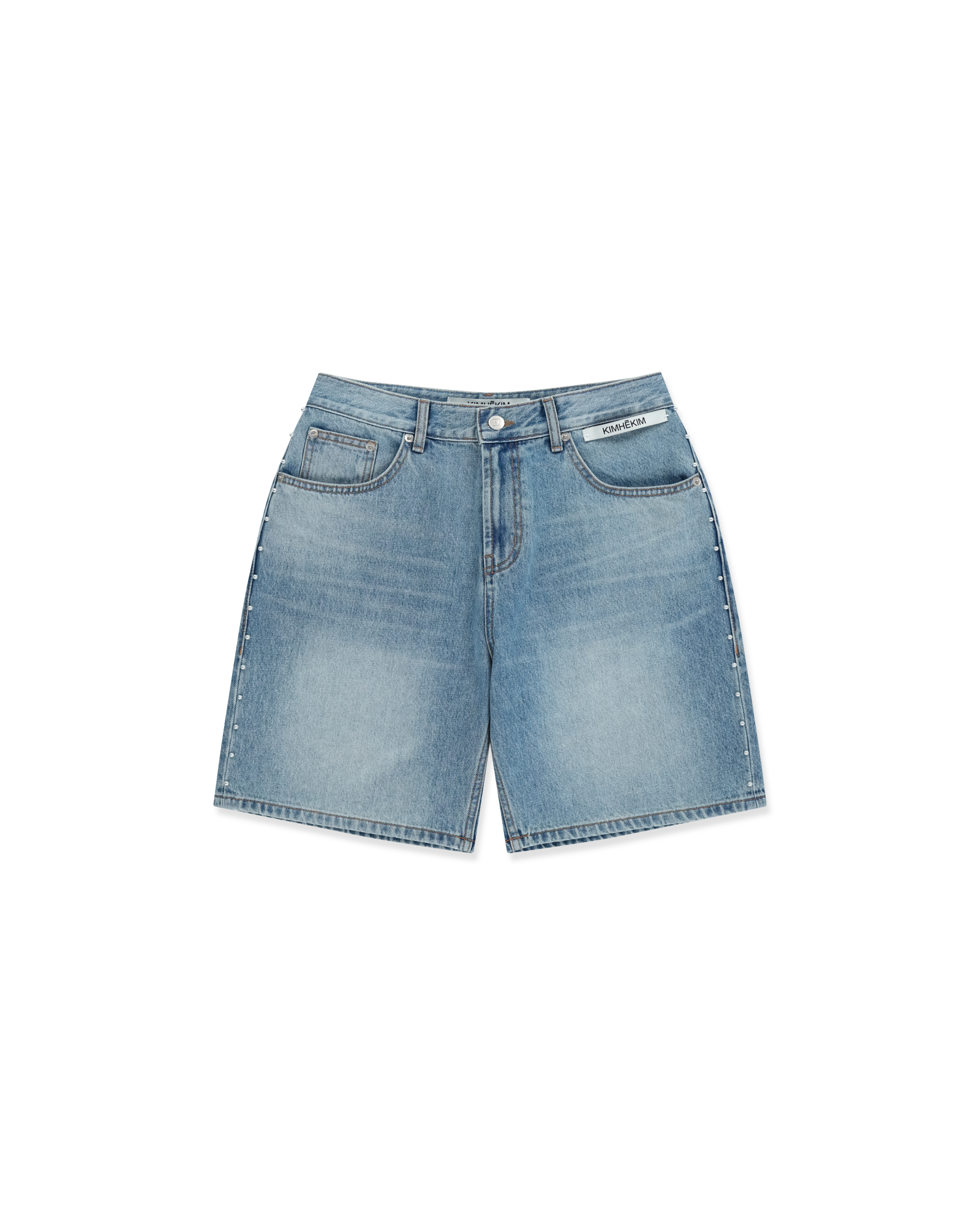 Kimhe Kim - Pearl Embellished Denim Shorts (Sky Blue) product image 1 | TRAB K-Fashion Australia