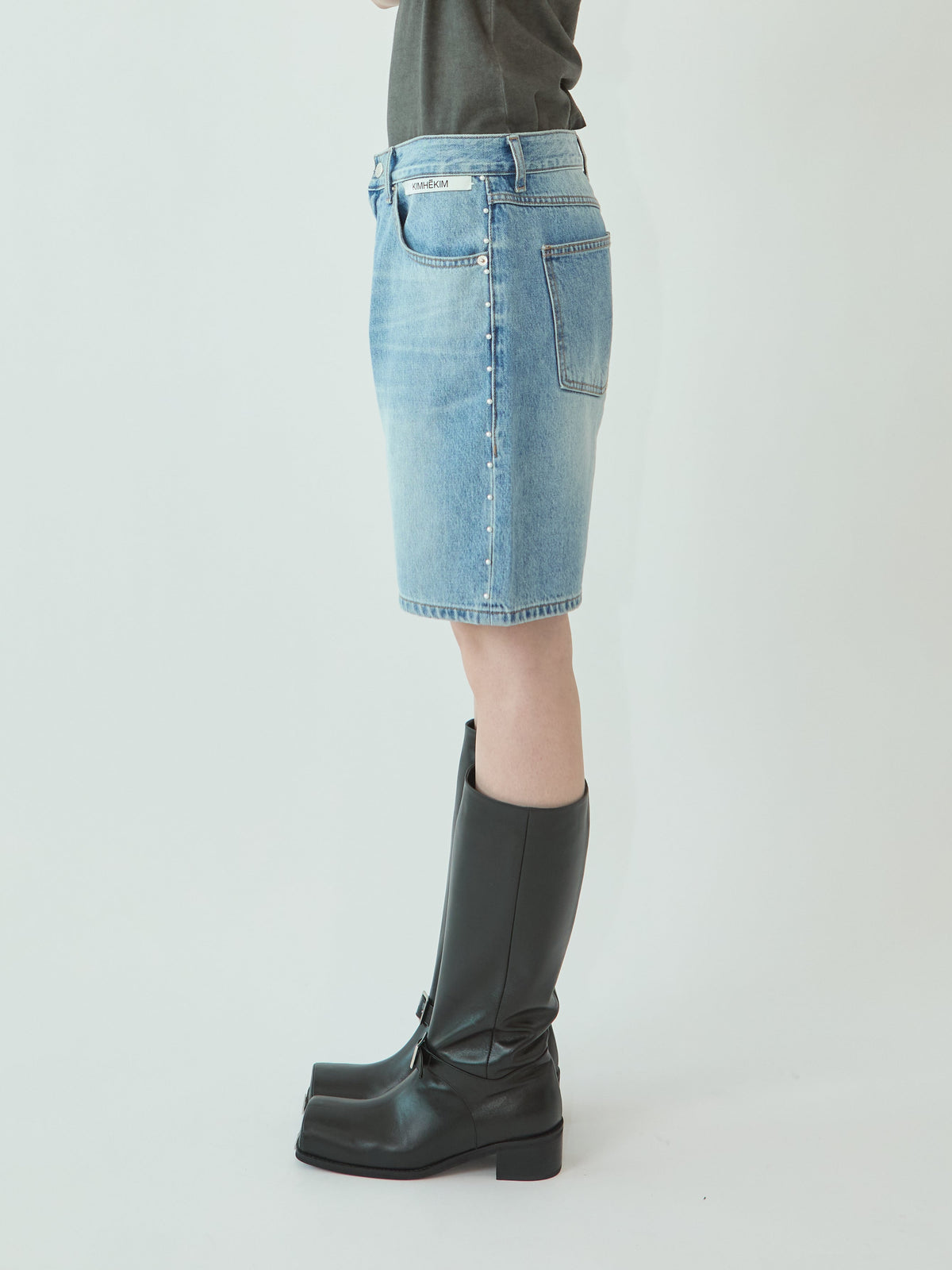 Kimhe Kim - Pearl Embellished Denim Shorts (Sky Blue) product image 3 | TRAB K-Fashion Australia