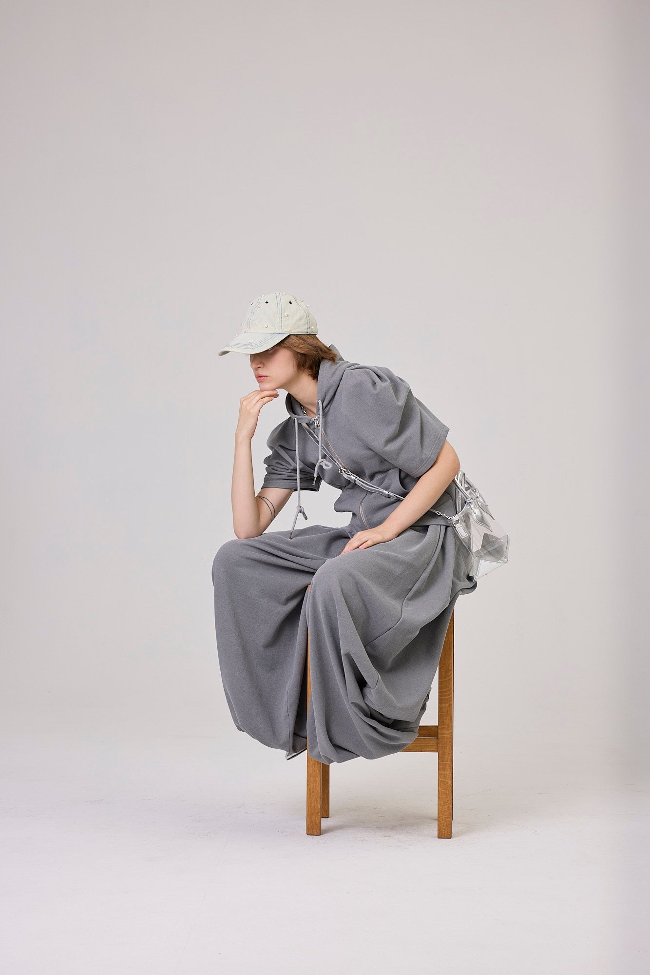 Kimhe Kim - Balloon Sleeve Zip-Up Hoodie (Cool Grey) product image 9 | TRAB K-Fashion Australia