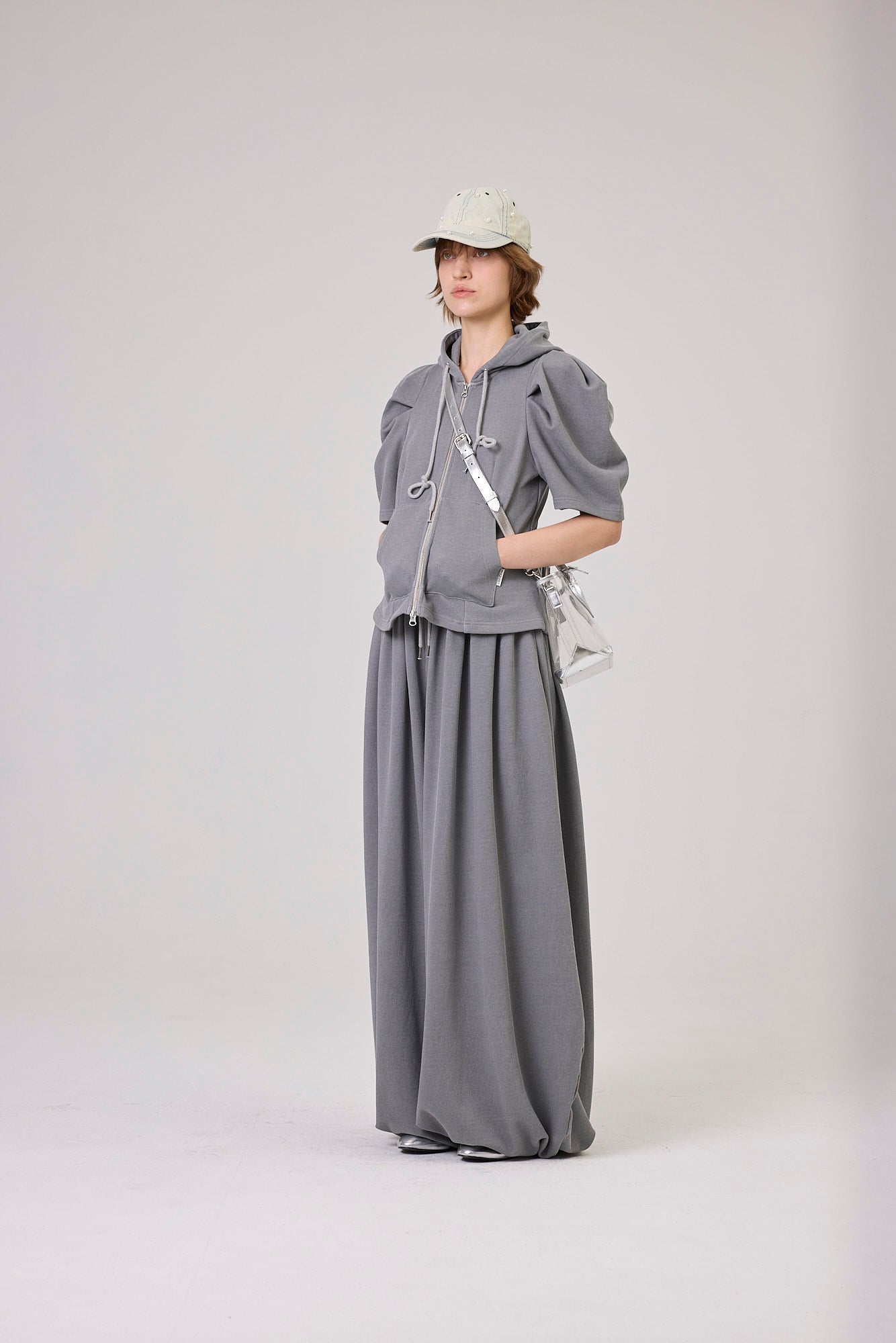 Kimhe Kim - Balloon Sleeve Zip-Up Hoodie (Cool Grey) product image 12 | TRAB K-Fashion Australia