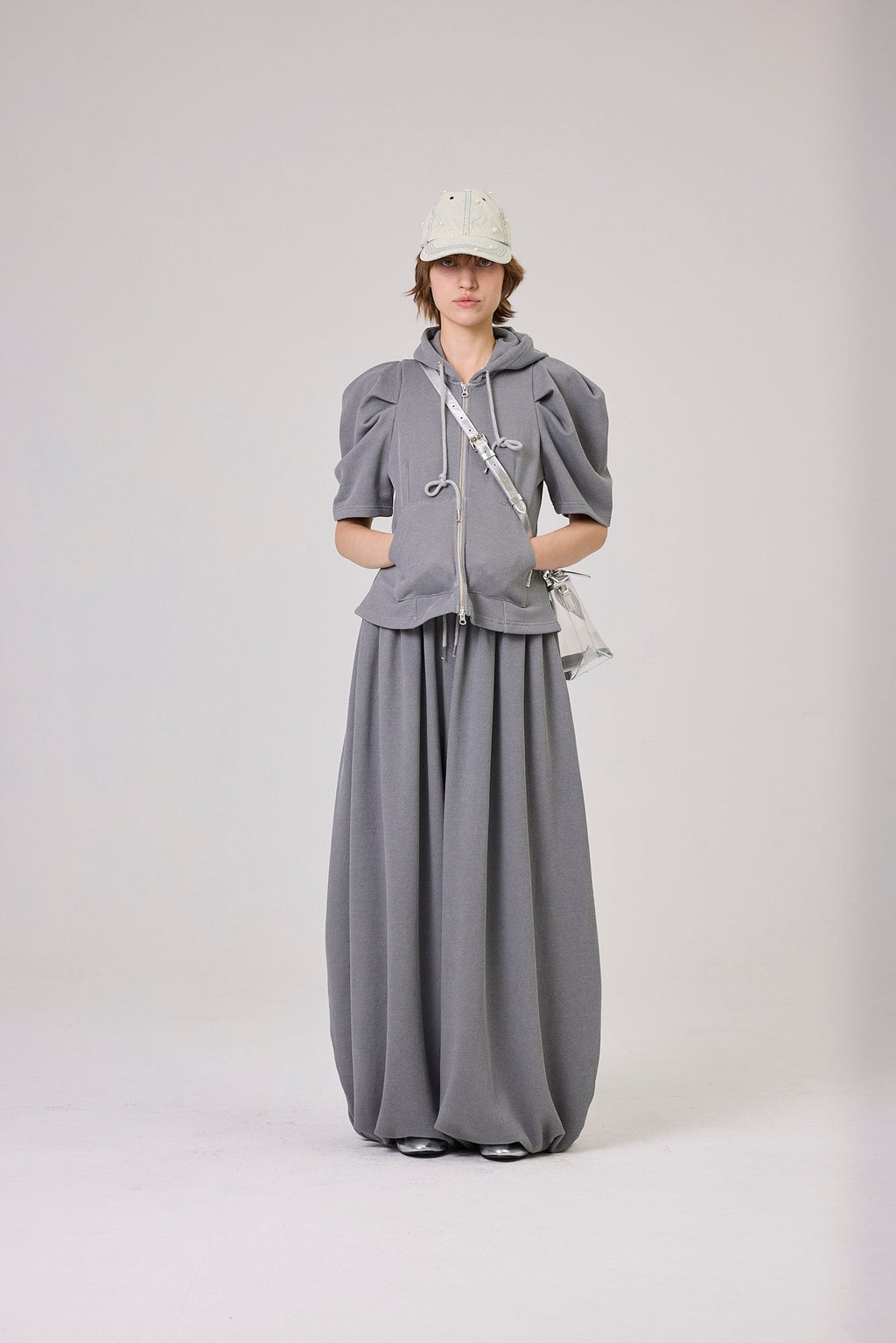 Kimhe Kim - Balloon Sleeve Zip-Up Hoodie (Cool Grey) product image 13 | TRAB K-Fashion Australia