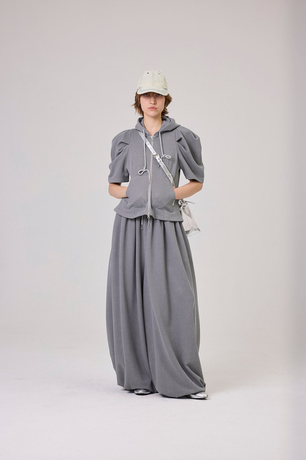 Kimhe Kim - Balloon Sleeve Zip-Up Hoodie (Cool Grey) product image 14 | TRAB K-Fashion Australia