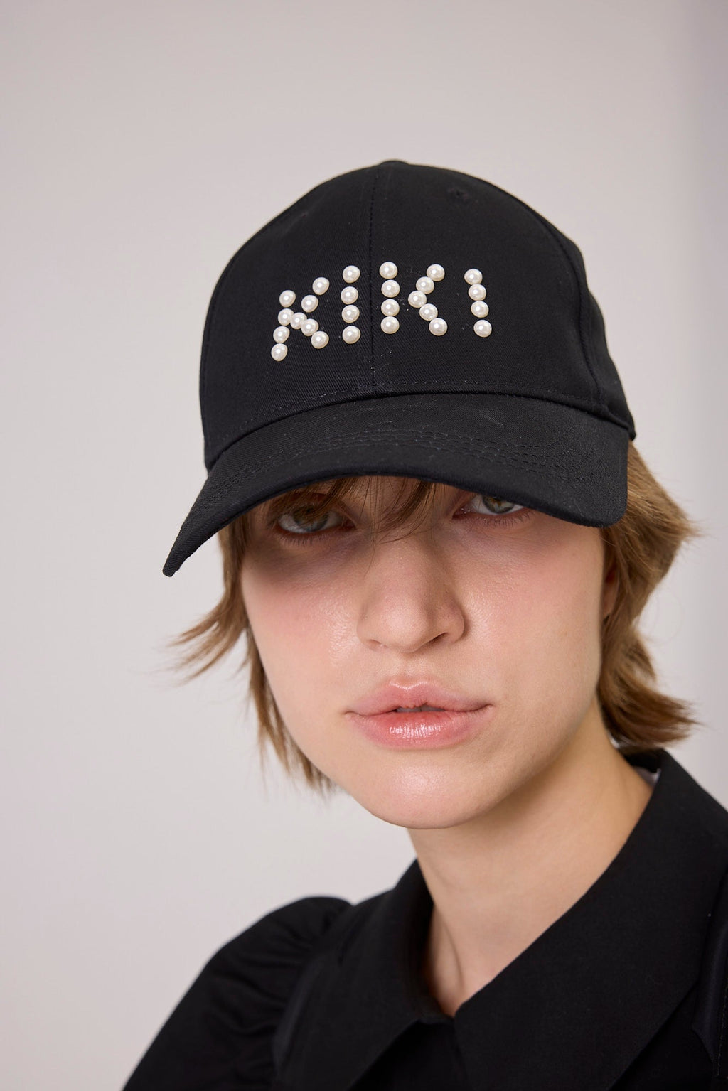 Kimhe Kim - Kiki Pearl Embellished Ball Cap (Black) product image 1 | TRAB K-Fashion Australia