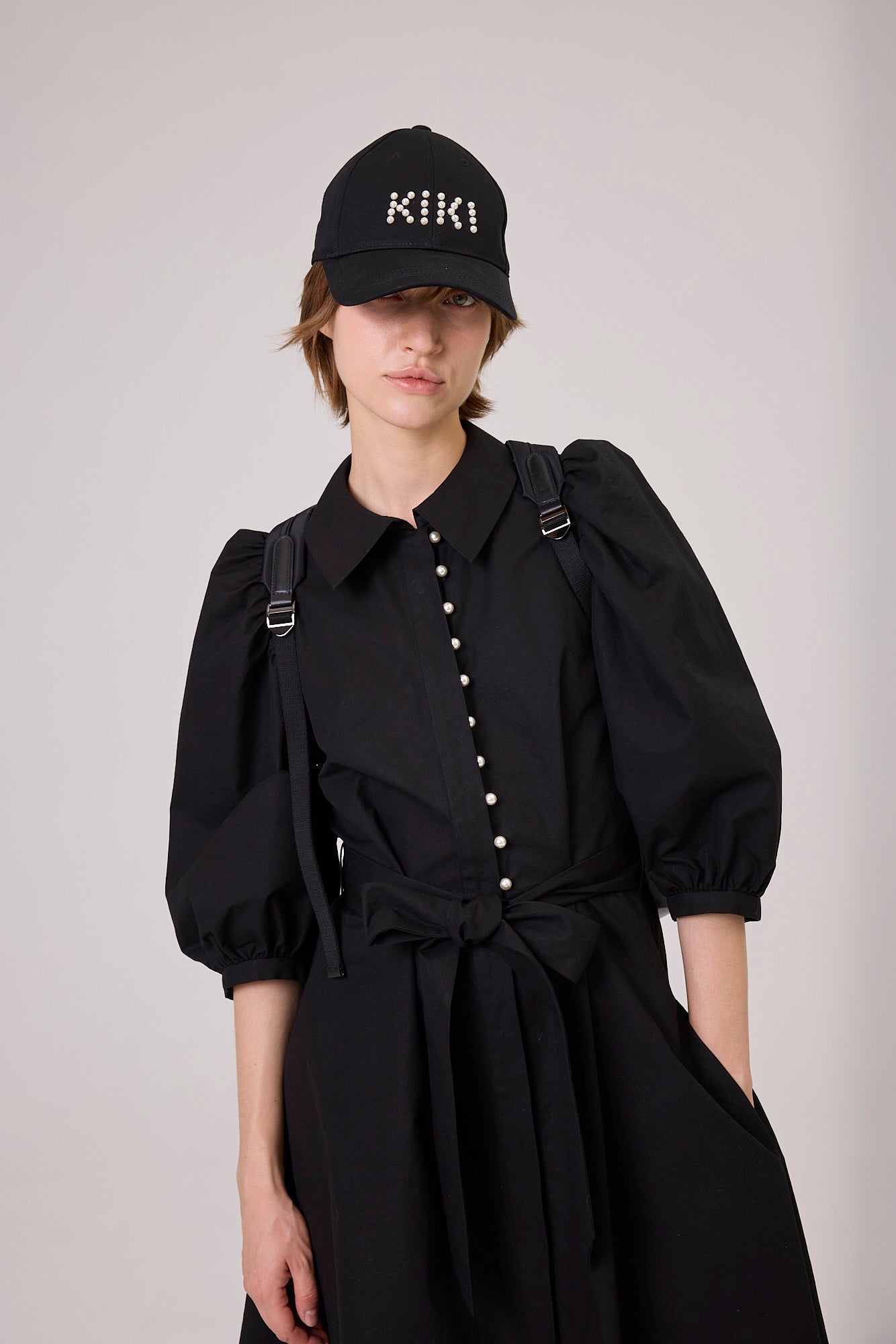 Kimhe Kim - Kiki Pearl Embellished Ball Cap (Black) product image 3 | TRAB K-Fashion Australia
