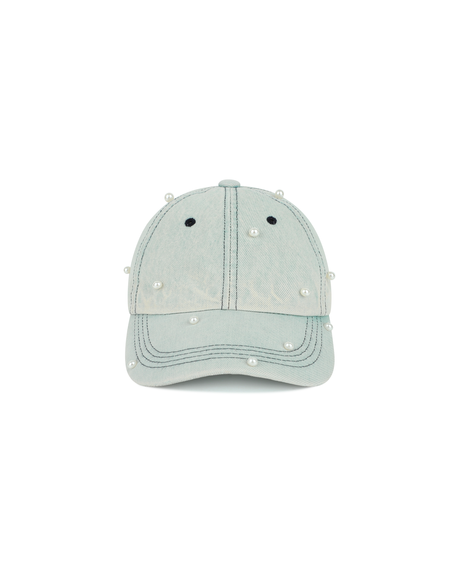 Kimhe Kim - Washed Pearl Denim Ball Cap (Sky Blue) product image 3 | TRAB K-Fashion Australia