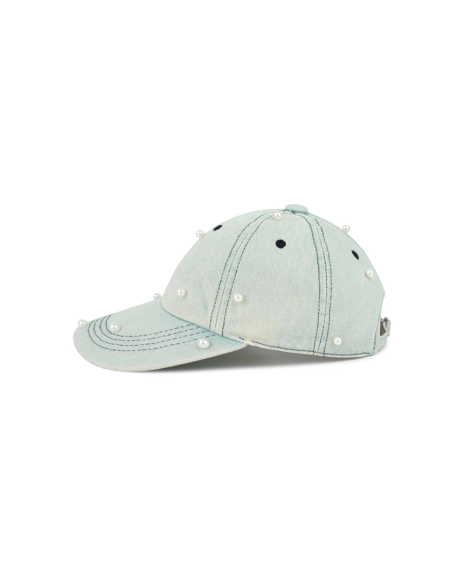 Kimhe Kim - Washed Pearl Denim Ball Cap (Sky Blue) product image 4 | TRAB K-Fashion Australia