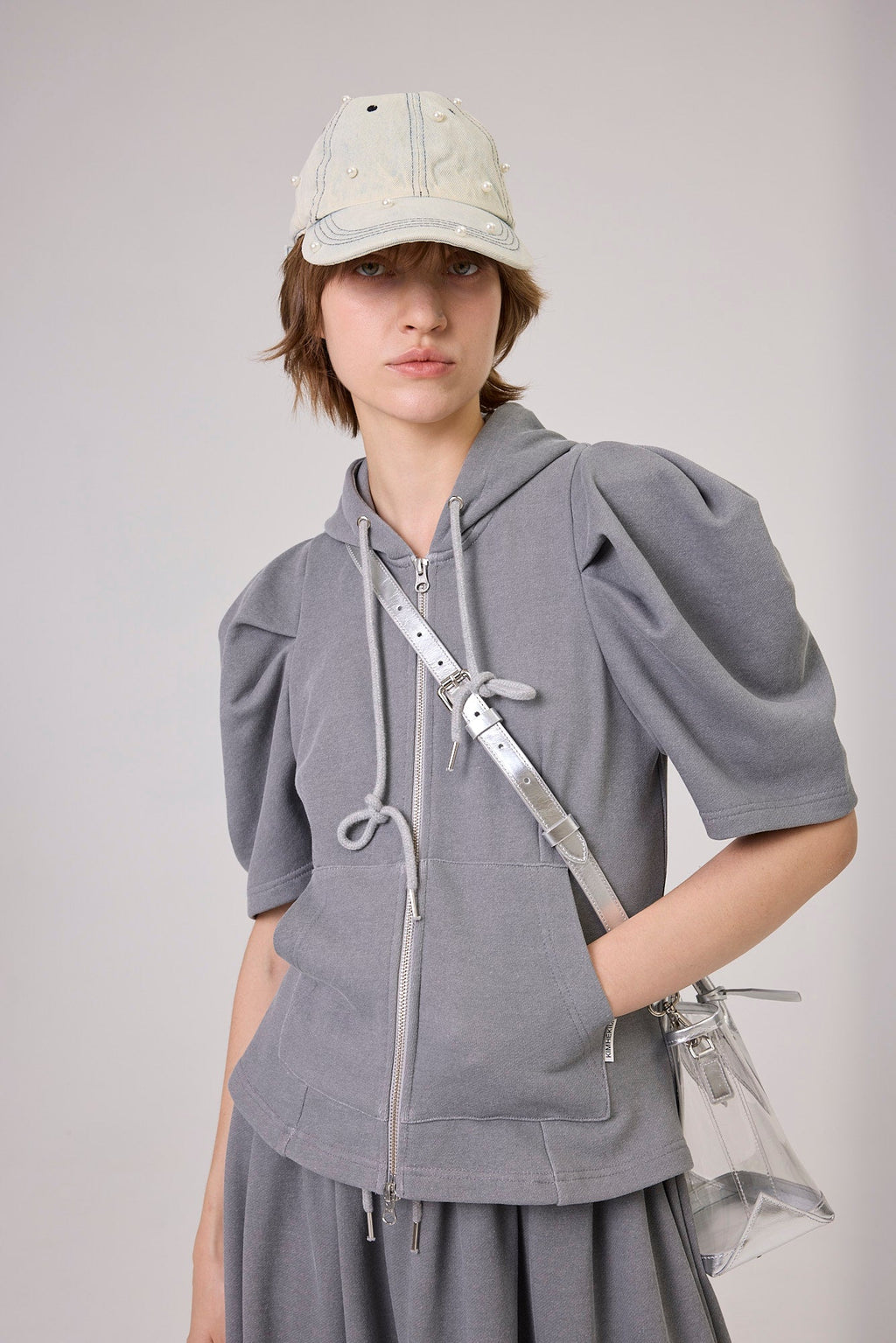 Kimhe Kim - Washed Pearl Denim Ball Cap (Sky Blue) product image 2 | TRAB K-Fashion Australia