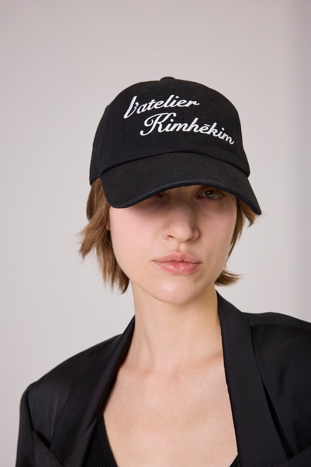 Kimhe Kim - Washed Atelier Embroidered Denim Ball Cap (Black) product image 1 | TRAB K-Fashion Australia