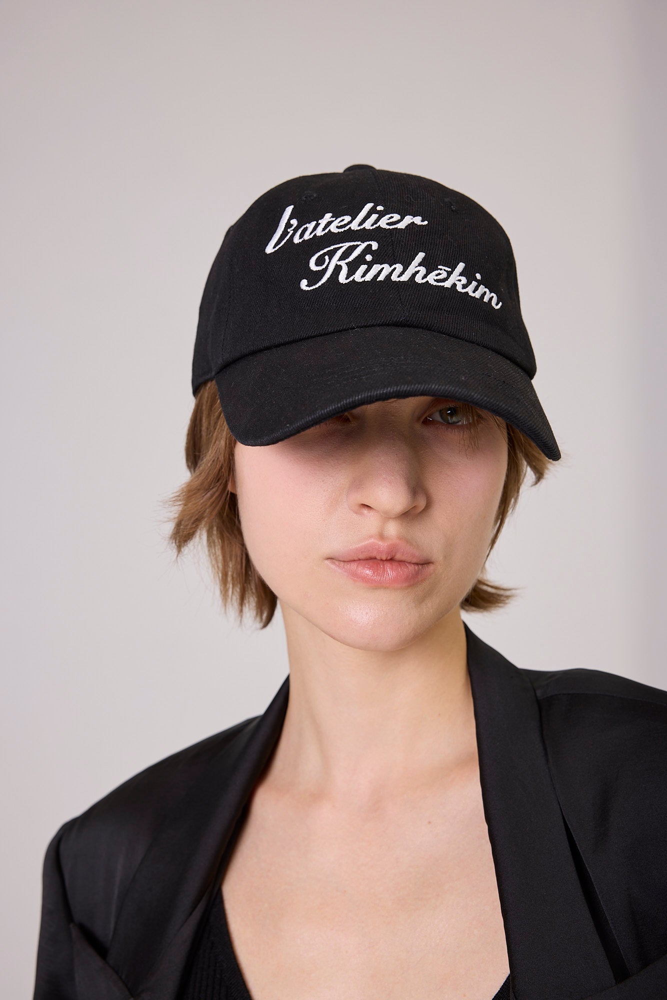 Kimhe Kim - Washed Atelier Embroidered Denim Ball Cap (Black) product image 1 | TRAB K-Fashion Australia