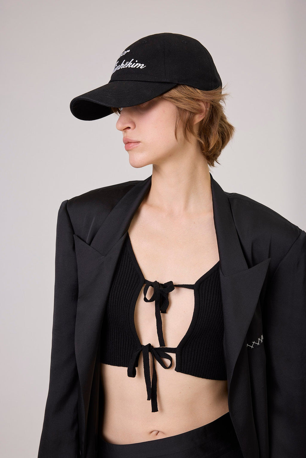 Kimhe Kim - Washed Atelier Embroidered Denim Ball Cap (Black) product image 2 | TRAB K-Fashion Australia