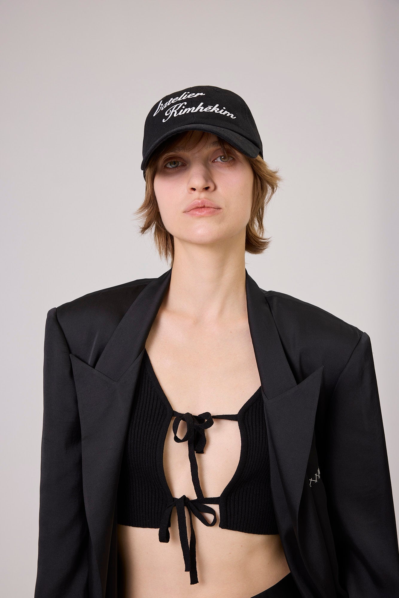 Kimhe Kim - Washed Atelier Embroidered Denim Ball Cap (Black) product image 4 | TRAB K-Fashion Australia