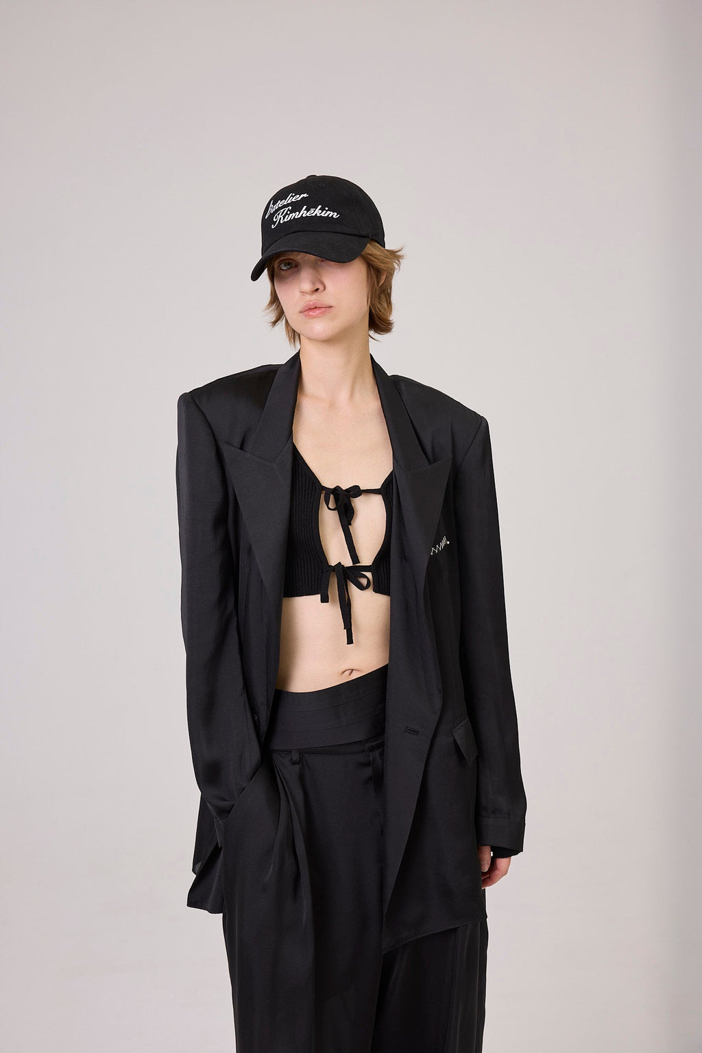 Kimhe Kim - Washed Atelier Embroidered Denim Ball Cap (Black) product image 3 | TRAB K-Fashion Australia