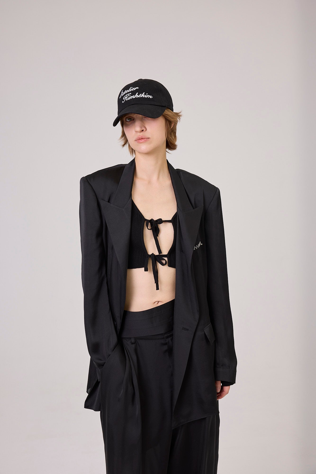 Kimhe Kim - Washed Atelier Embroidered Denim Ball Cap (Black) product image 3 | TRAB K-Fashion Australia