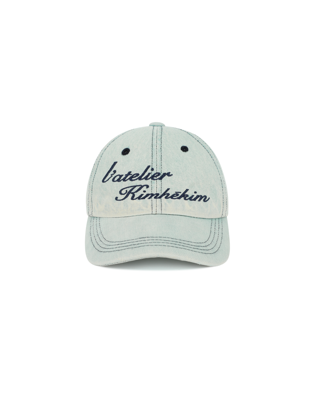 Kimhe Kim - Washed Atelier Embroidered Denim Ball Cap (Sky Blue) product image 2 | TRAB K-Fashion Australia