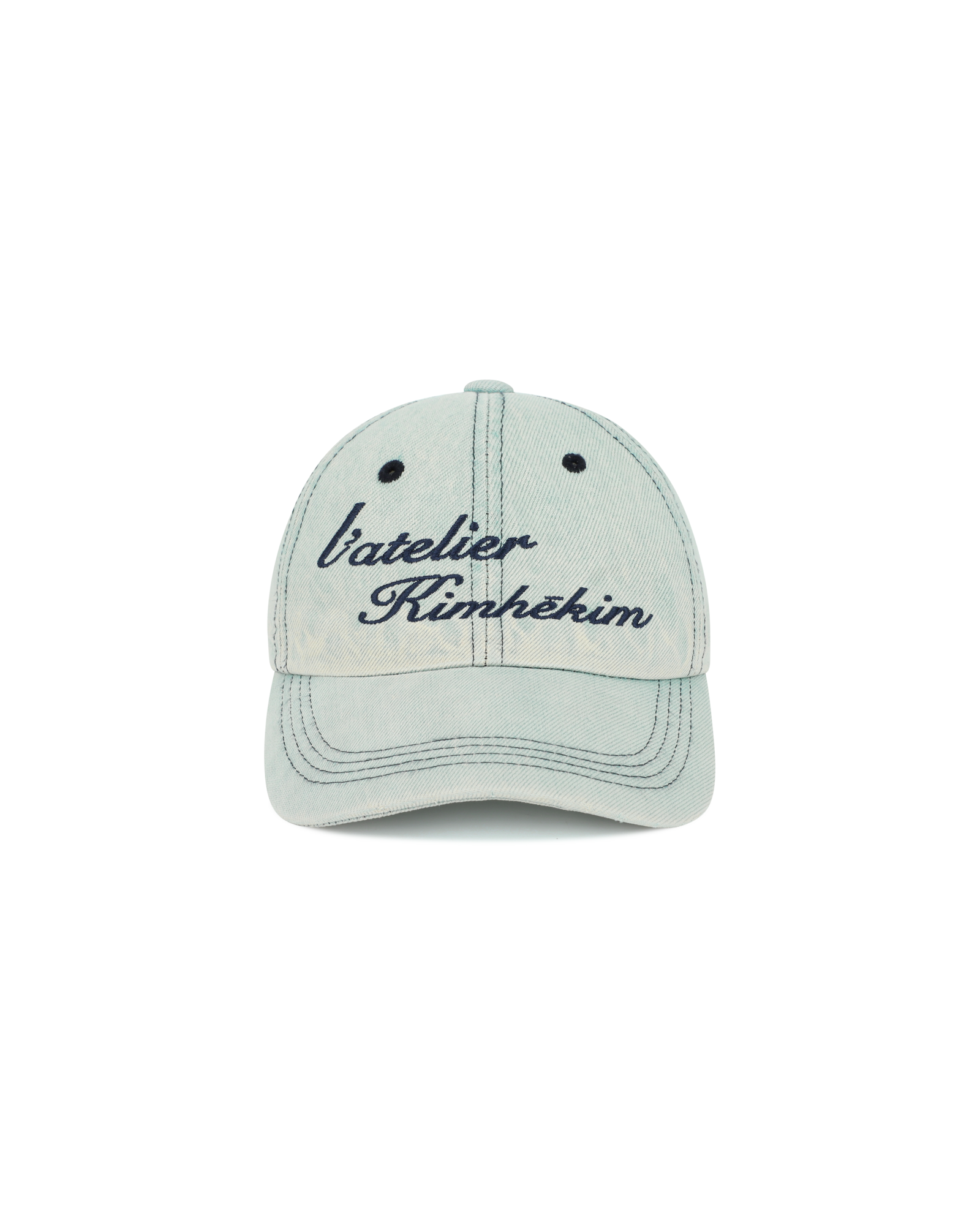 Kimhe Kim - Washed Atelier Embroidered Denim Ball Cap (Sky Blue) product image 2 | TRAB K-Fashion Australia