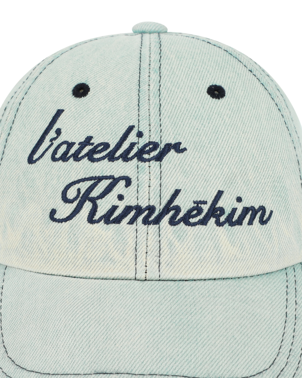 Kimhe Kim - Washed Atelier Embroidered Denim Ball Cap (Sky Blue) product image 5 | TRAB K-Fashion Australia