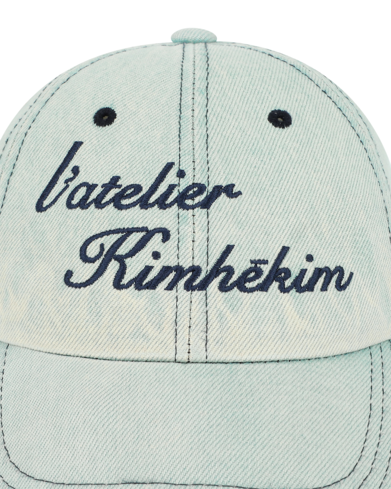 Kimhe Kim - Washed Atelier Embroidered Denim Ball Cap (Sky Blue) product image 5 | TRAB K-Fashion Australia