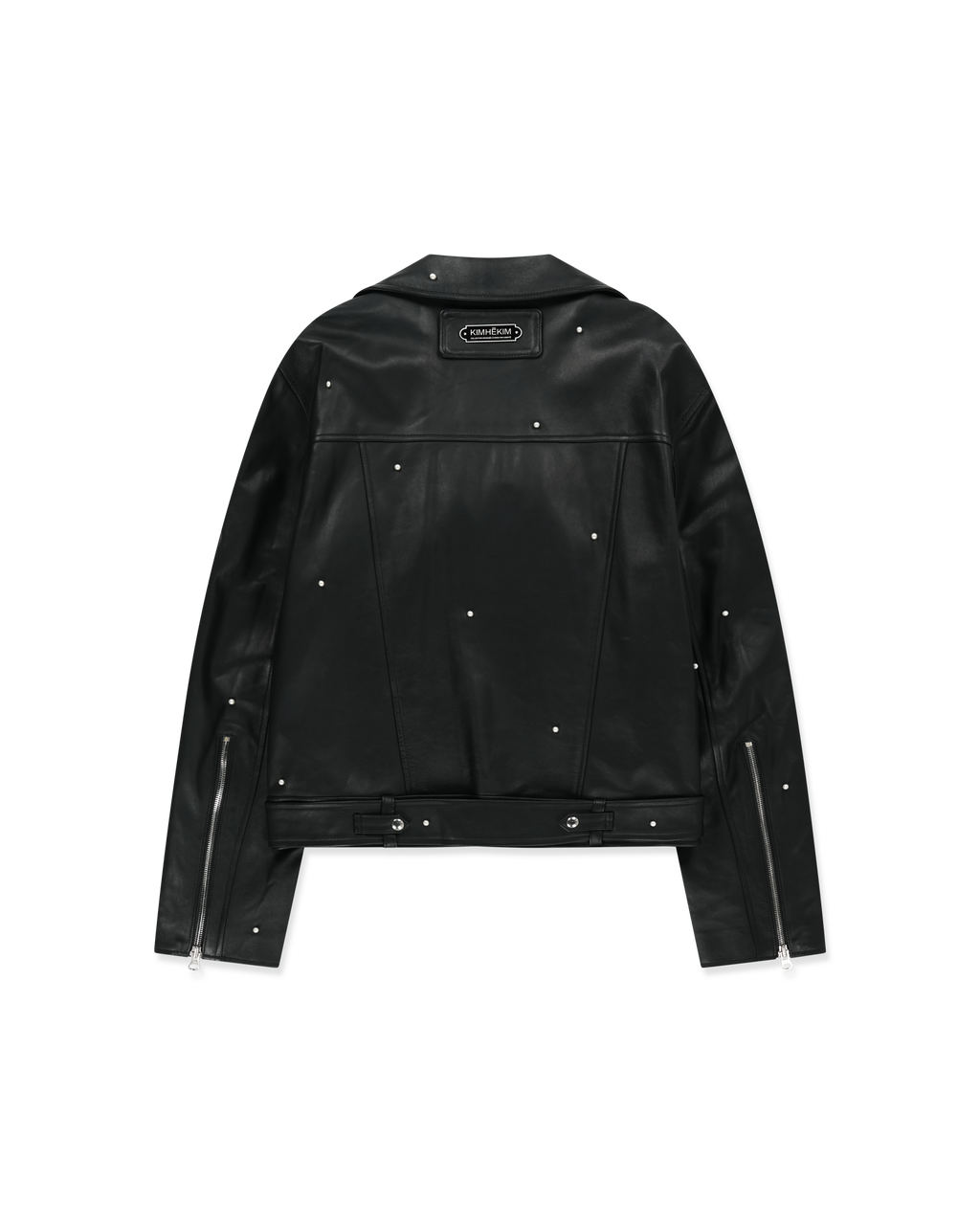 Kimhe Kim - Pearl Embellished Leather Biker Jacket (Black) product image 7 | TRAB K-Fashion Australia