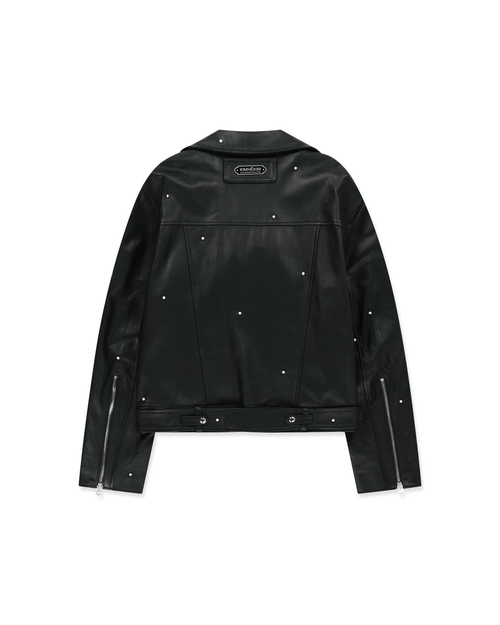 Kimhe Kim - Pearl Embellished Leather Biker Jacket (Black) product image 7 | TRAB K-Fashion Australia