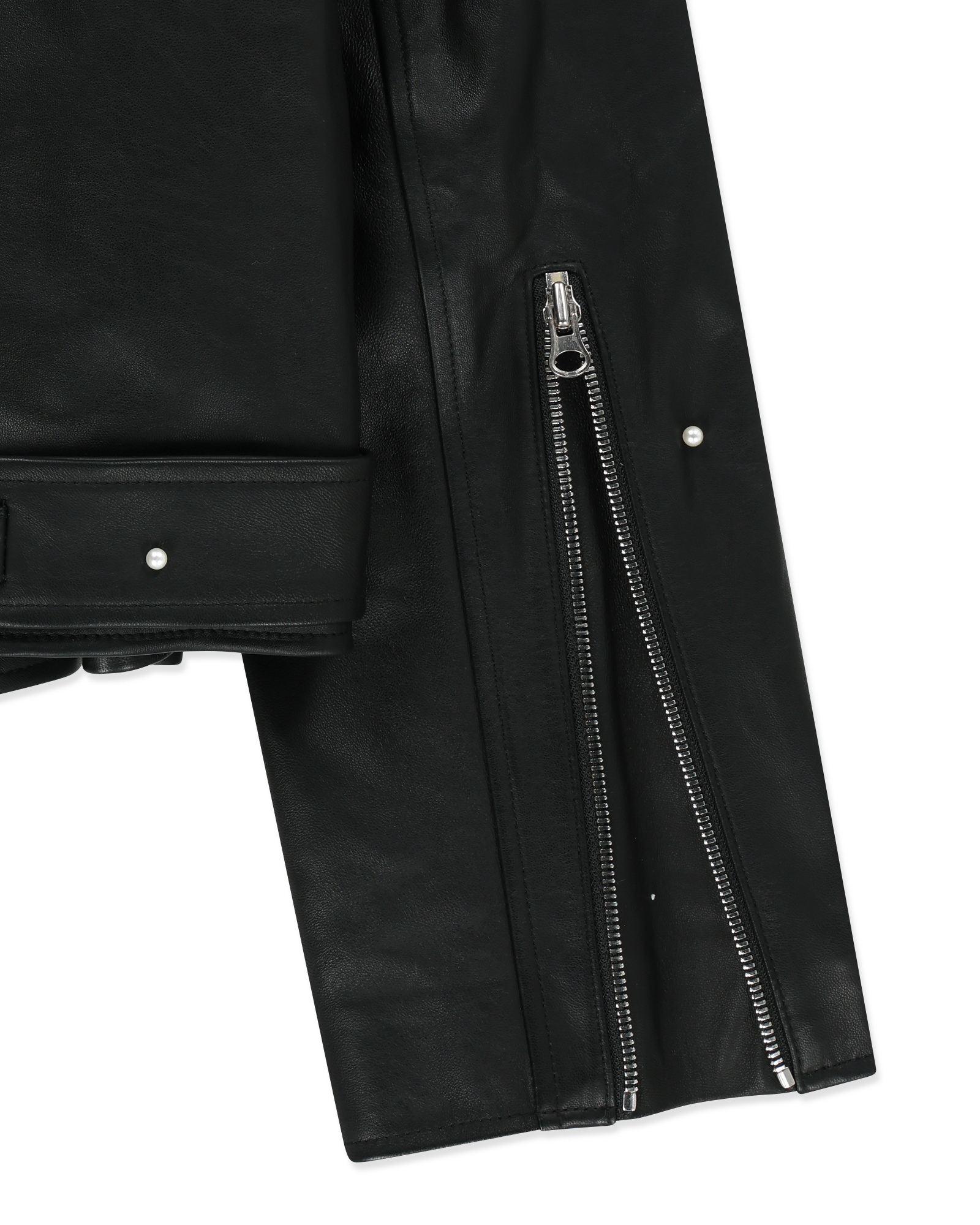 Kimhe Kim - Pearl Embellished Leather Biker Jacket (Black) product image 10 | TRAB K-Fashion Australia