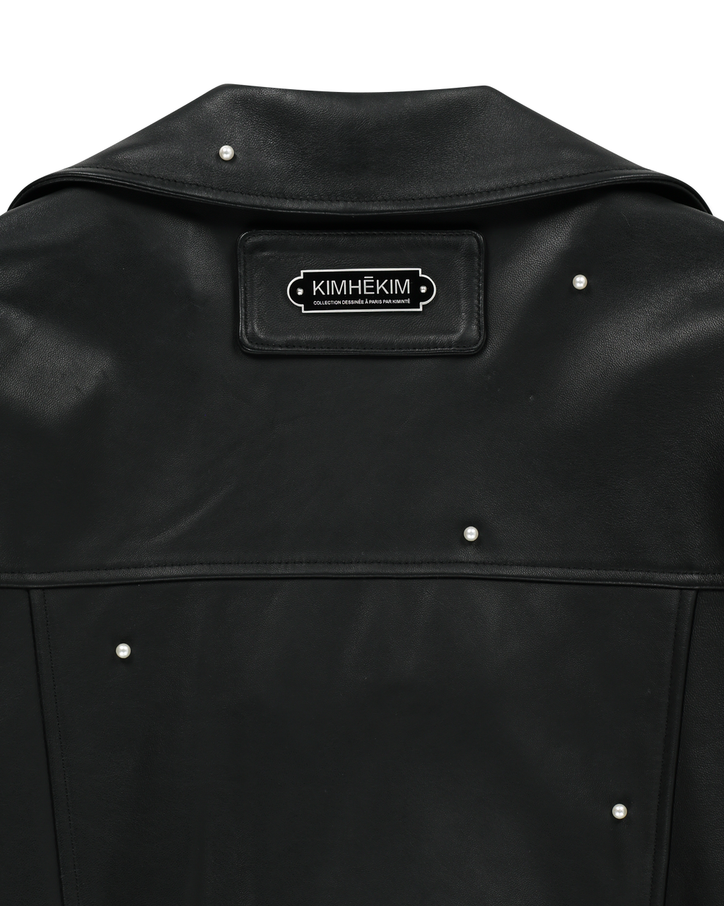 Kimhe Kim - Pearl Embellished Leather Biker Jacket (Black) product image 11 | TRAB K-Fashion Australia