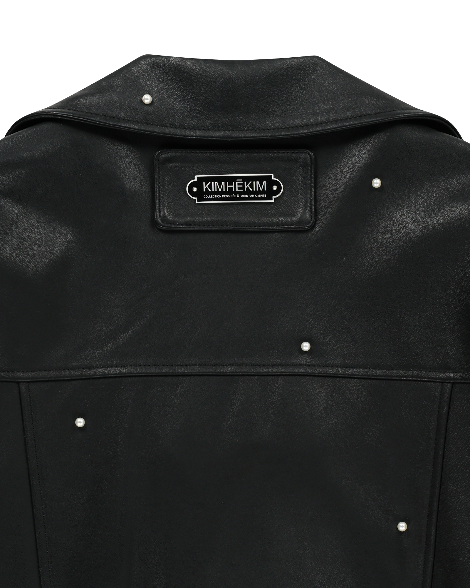 Kimhe Kim - Pearl Embellished Leather Biker Jacket (Black) product image 11 | TRAB K-Fashion Australia
