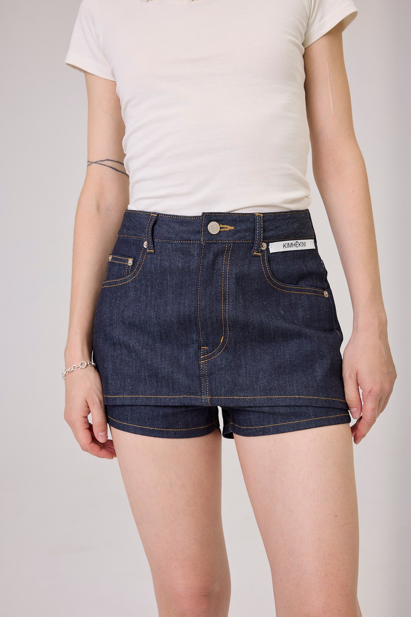 Kimhe Kim - Denim Layered Skirt Short (Blue) product image 3 | TRAB K-Fashion Australia