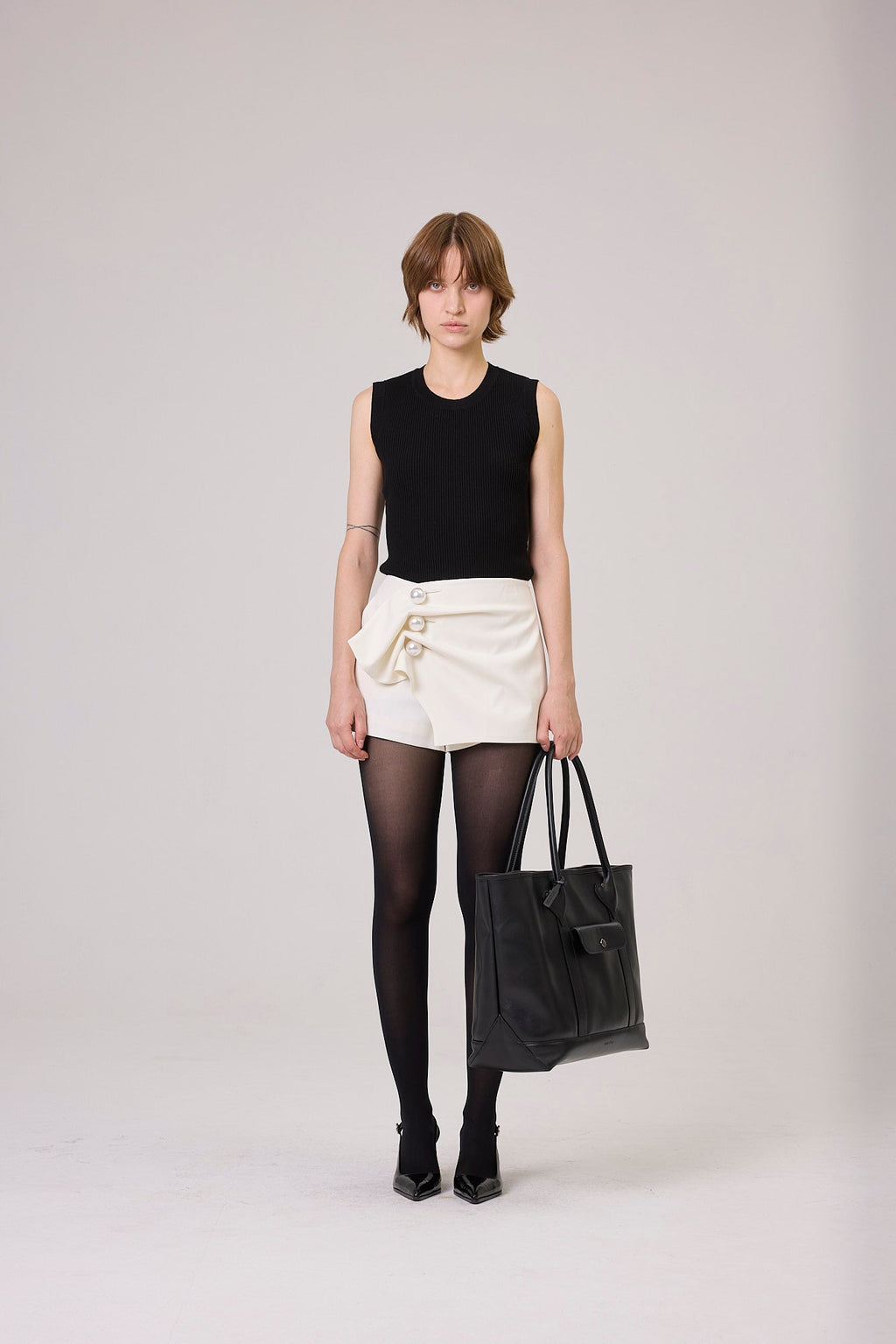 Kimhe Kim - Venus Short Wrap Pants (Ivory) product image 1 | TRAB K-Fashion Australia