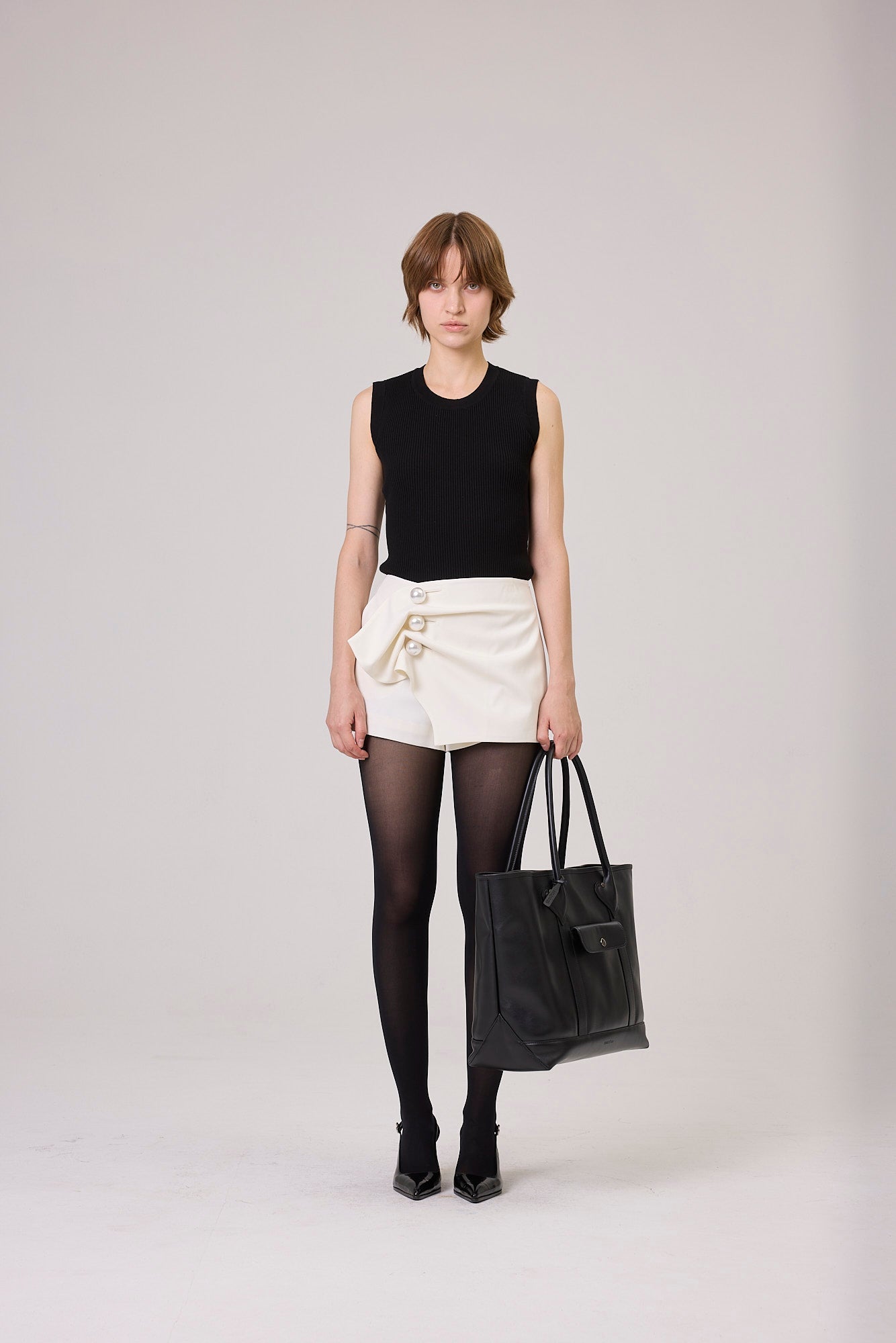 Kimhe Kim - Venus Short Wrap Pants (Ivory) product image 1 | TRAB K-Fashion Australia
