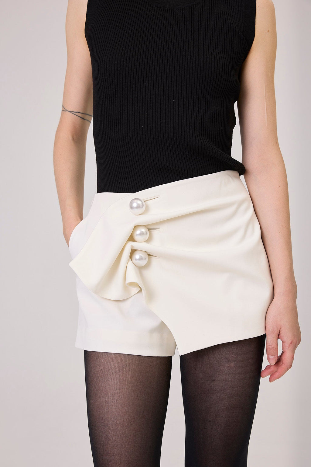 Kimhe Kim - Venus Short Wrap Pants (Ivory) product image 5 | TRAB K-Fashion Australia