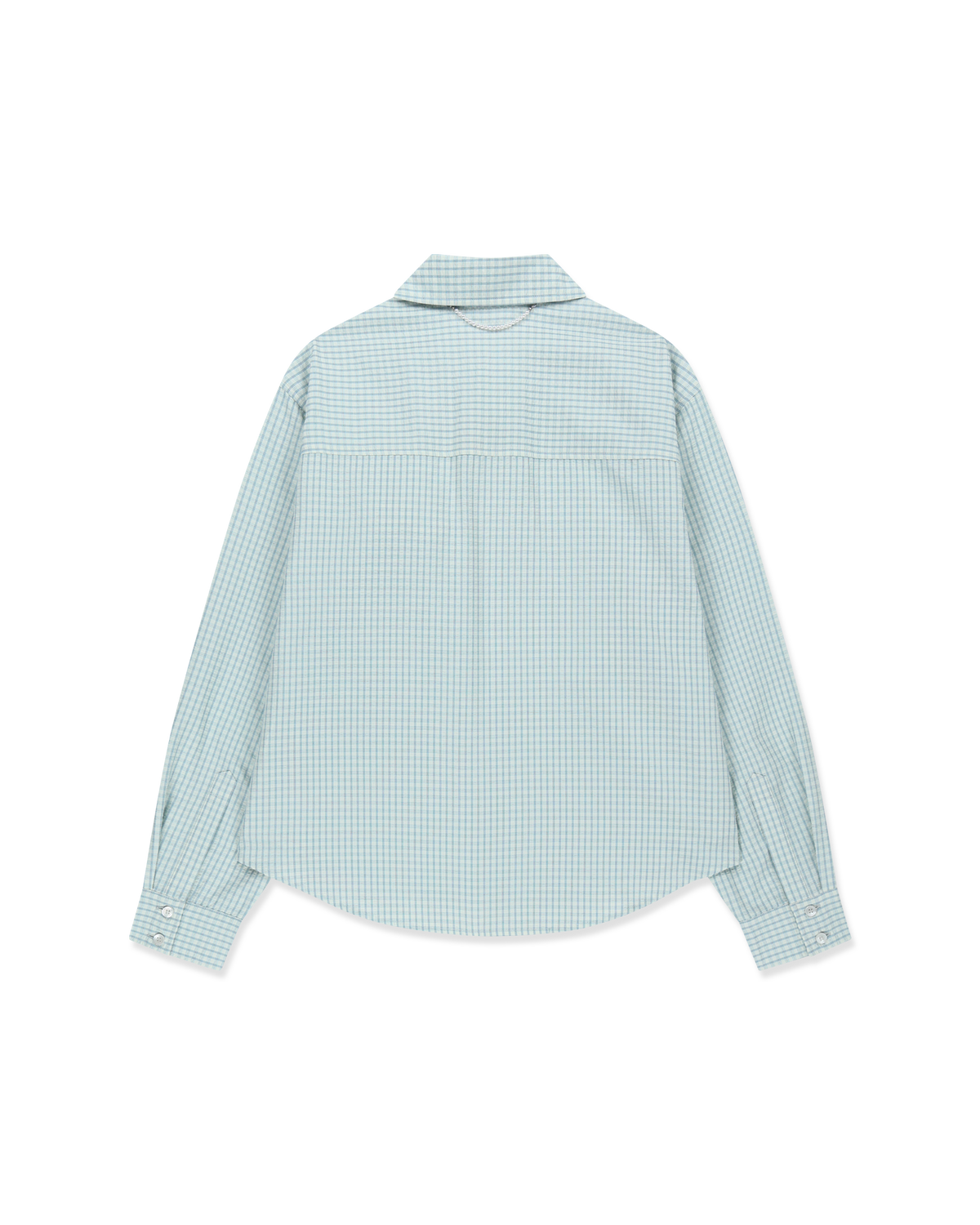 Kimhe Kim - Rose Embellished Checkered Shirt (Blue) product image 6 | TRAB K-Fashion Australia