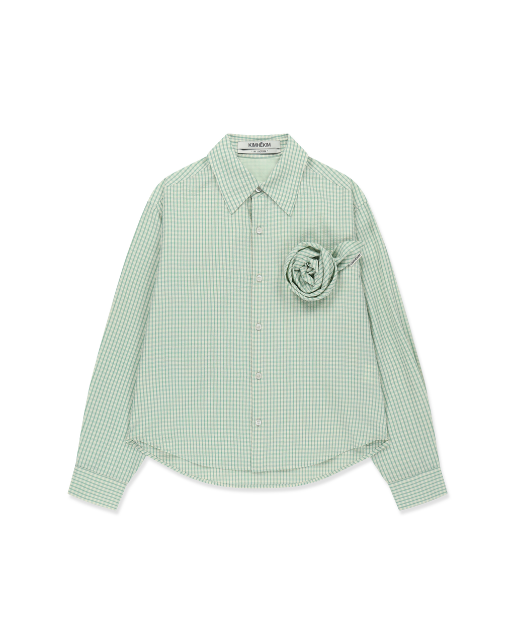 Kimhe Kim - Rose Embellished Checkered Shirt (Green) product image 1 | TRAB K-Fashion Australia