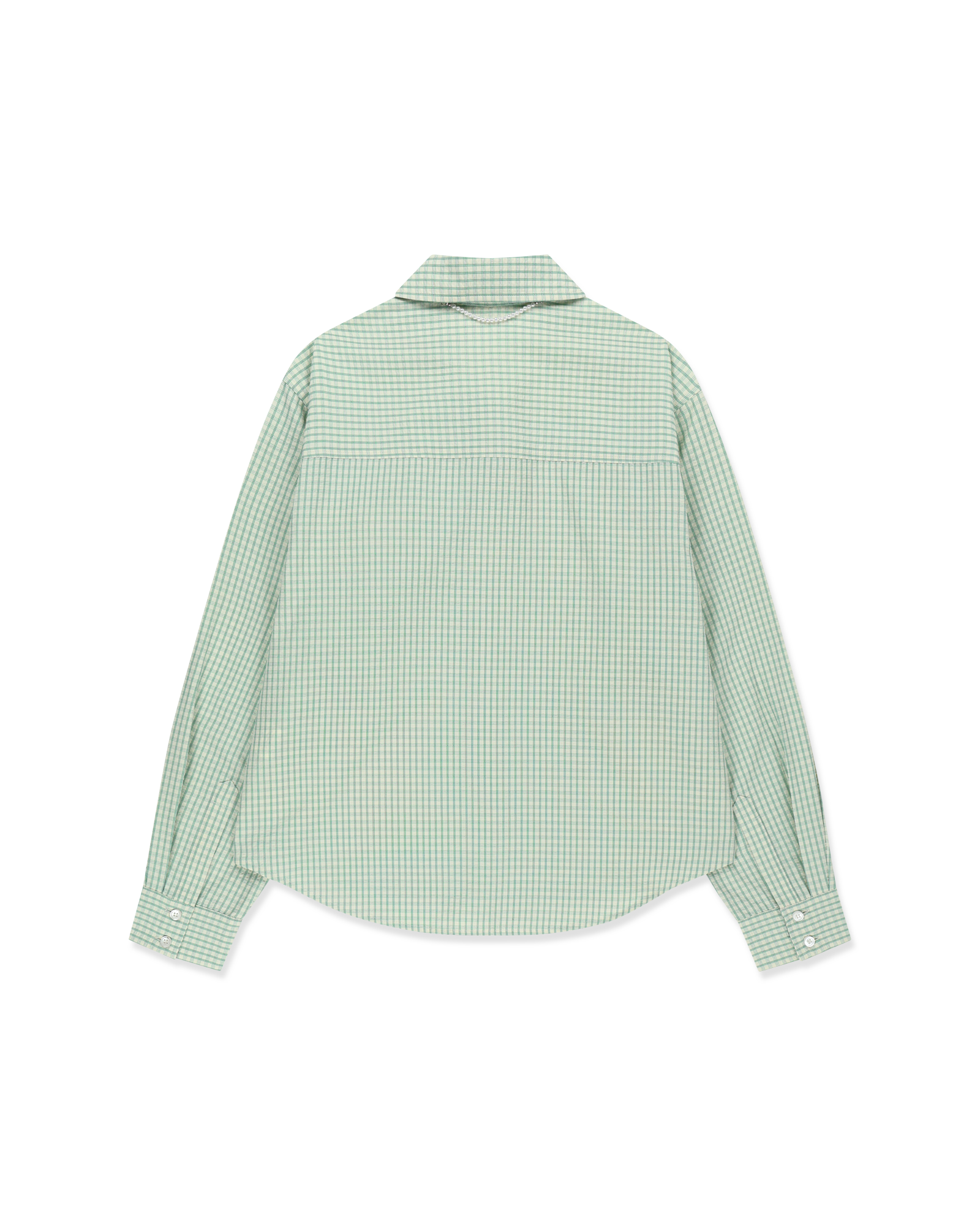 Kimhe Kim - Rose Embellished Checkered Shirt (Green) product image 2 | TRAB K-Fashion Australia