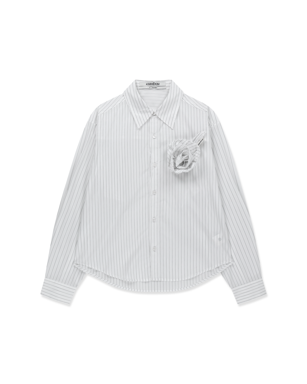 Kimhe Kim - Rose Embellished Striped Shirt (White) product image 9 | TRAB K-Fashion Australia
