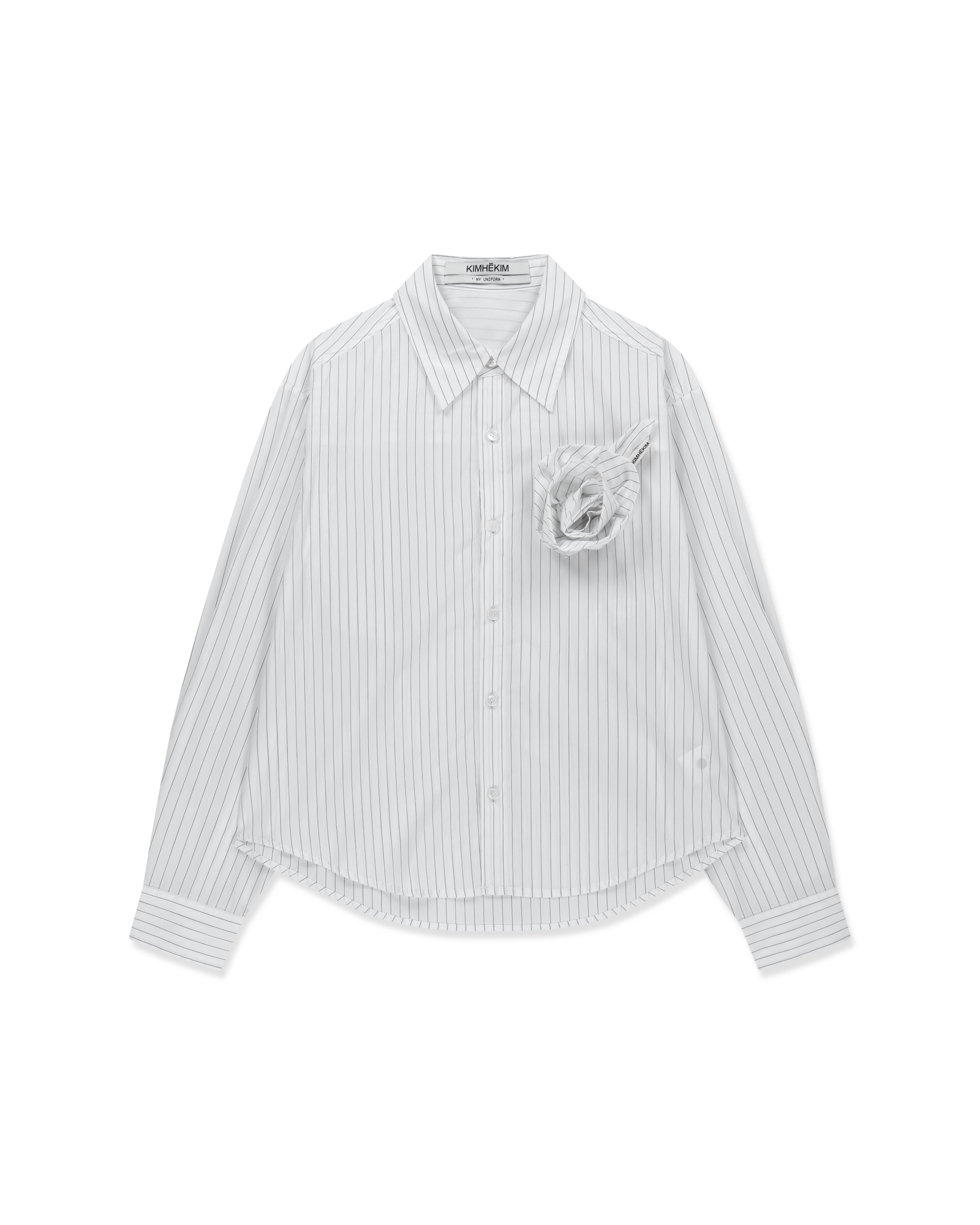 Kimhe Kim - Rose Embellished Striped Shirt (White) product image 9 | TRAB K-Fashion Australia