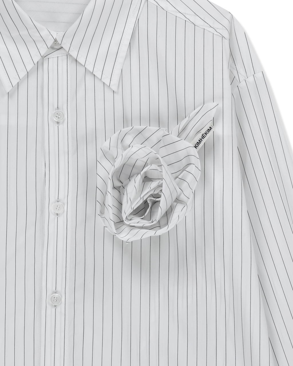 Kimhe Kim - Rose Embellished Striped Shirt (White) product image 12 | TRAB K-Fashion Australia